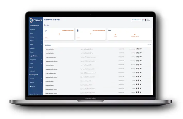 Desktop dashboard view